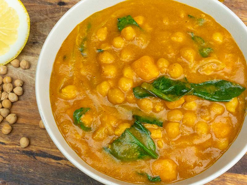 garbanzos al curry en olla lenta