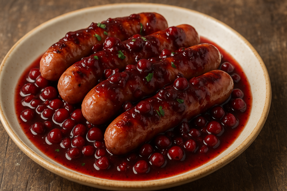 salchichas en salsa de arándano
