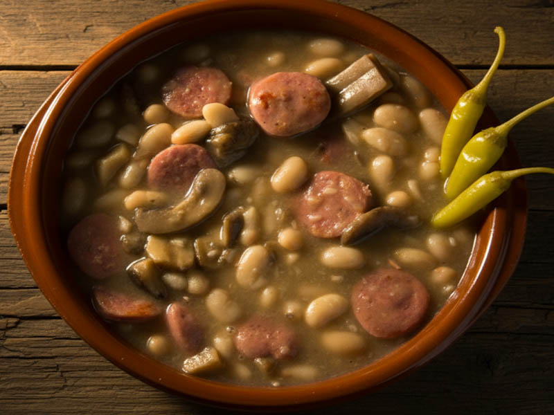 receta judias blancas de bote longaniza con setas